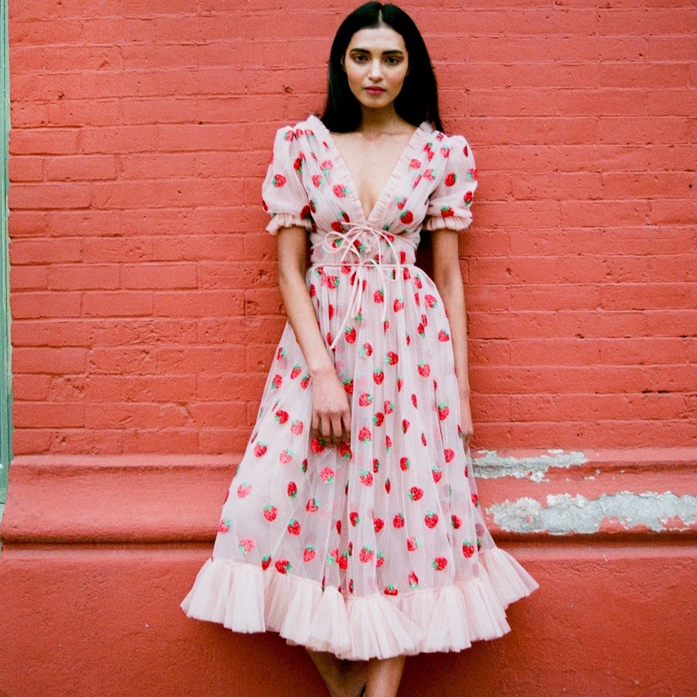 Lirika Matoshi strawberry dress.